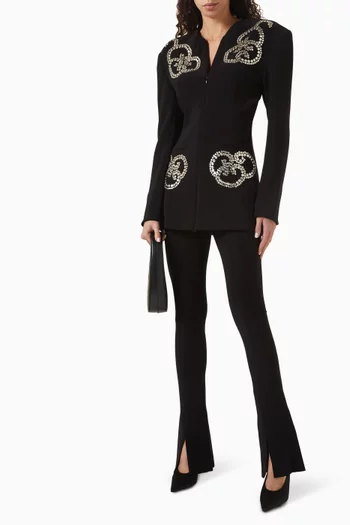 V Neck Zip Front Jacket in Stretch Poly Lycra
