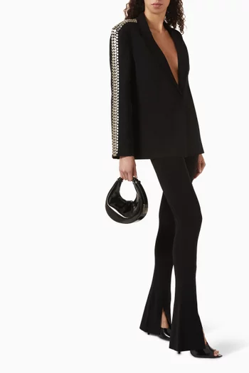 Stud Single Breasted Jacket in Stretch Poly Lycra