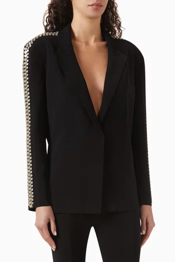 Stud Single Breasted Jacket in Stretch Poly Lycra