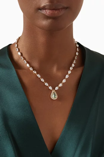 Crystal Pendant Necklace in Gold-plated Brass