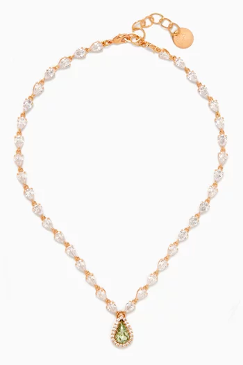 Crystal Pendant Necklace in Gold-plated Brass