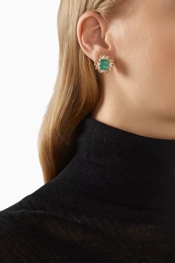 Crystal Stud Earrings in Gold-plated Brass