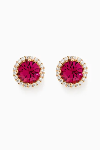 Calma Crystal Stud Earrings in Gold-plated Brass