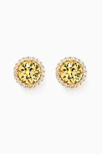 Calma Crystal Stud Earrings in Gold-plated Brass