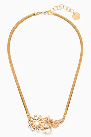 Big Daisy Crystal Necklace in Gold-plated Brass