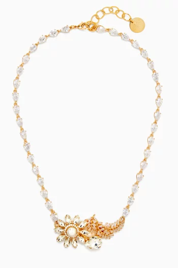 Daisy Crystal Necklace in Gold-plated Brass