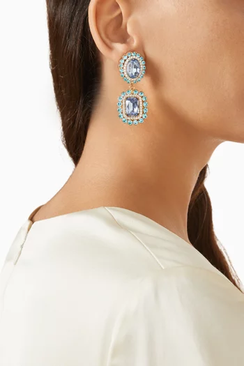 Omega Crystal Earrings in Gold-plated Brass