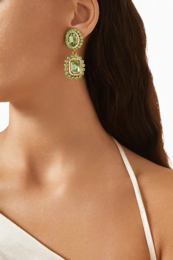 Omega Crystal Earrings in Gold-plated Brass