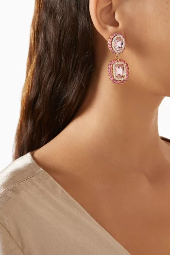 Omega Crystal Earrings in Gold-plated Brass