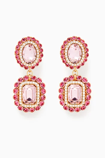 Omega Crystal Earrings in Gold-plated Brass