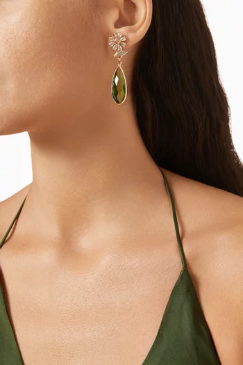 Daisy Crystal Drop Earrings in Gold-plated Brass