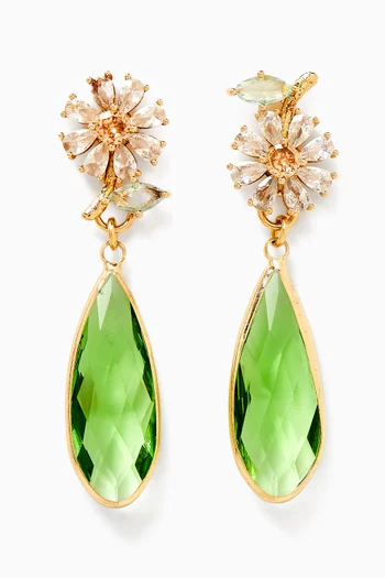 Daisy Crystal Drop Earrings in Gold-plated Brass
