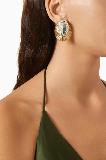 Omega Lilly Pad Earrings in Crystal & Gold-plated Brass