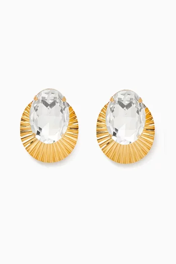 Omega Lilly Pad Earrings in Crystal & Gold-plated Brass