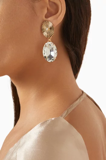 Omega Lilly Pad Earrings in Crystal & Gold-plated Brass