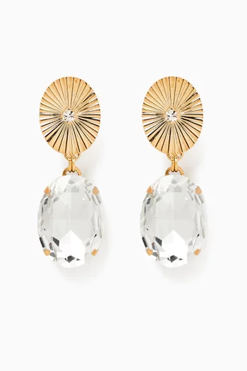 Omega Lilly Pad Earrings in Crystal & Gold-plated Brass