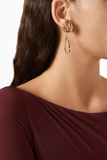 Omega Crystal Drop Earrings in Gold-plated Brass