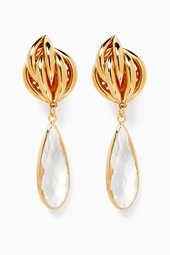 Omega Crystal Drop Earrings in Gold-plated Brass