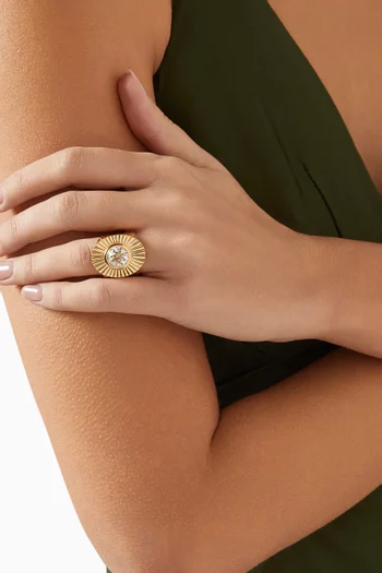 Lily Pad Crystal Ring in Gold-plated Brass