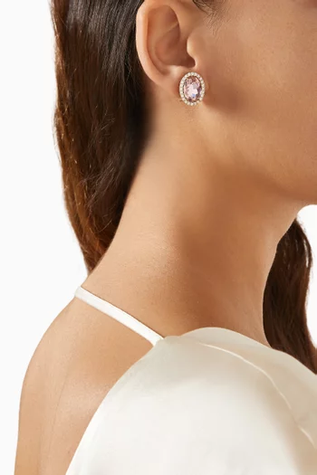 Omega Oval Crystal stud Earrings in Gold-plated Brass