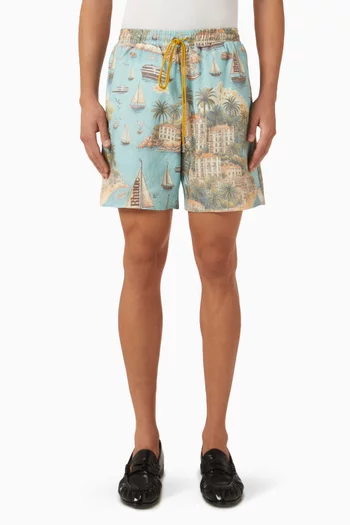 Sailing Map Shorts in Linen