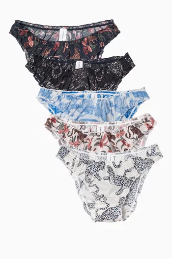 Printed Briefs in Cotton, Set of 5