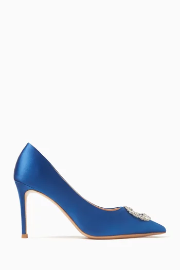 Nova 90 Crystal-brooch Pumps in Satin