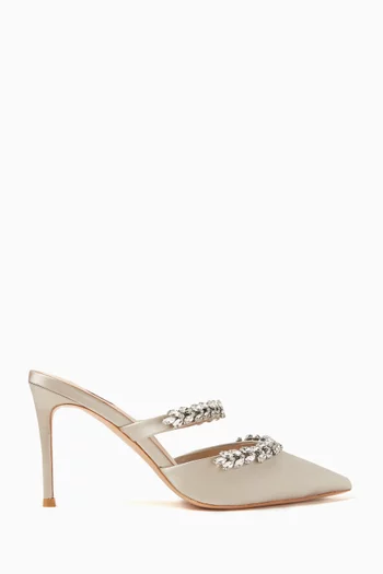 Autumn 90 Crystal-embellished Mules in Satin