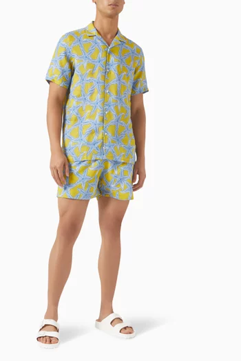 Star-print Short-sleeve Shirt in Linen