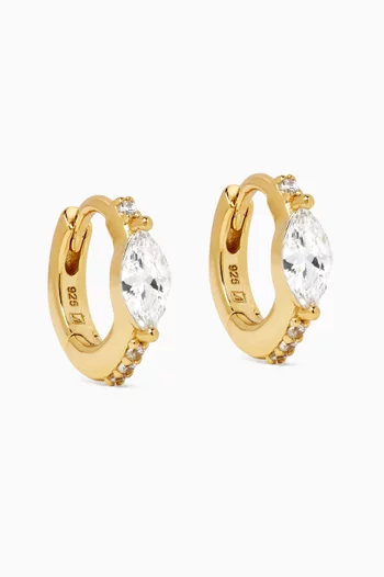 Ajax Crystal Huggie Earrings in 14kt Gold-plated Silver