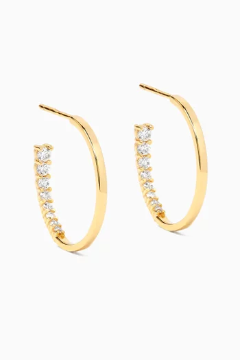 Bentley Midi Crystal Hoop Earrings in 14kt Gold-plated Silver