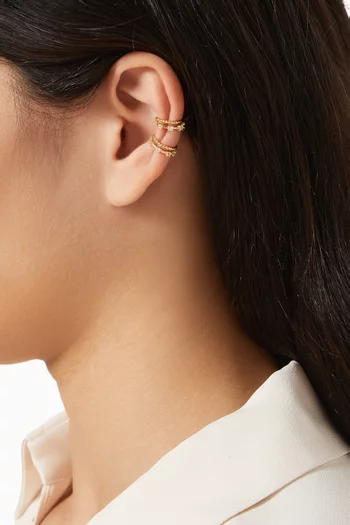 Hani Crystal Ear Cuffs in 14kt Gold-plated Silver