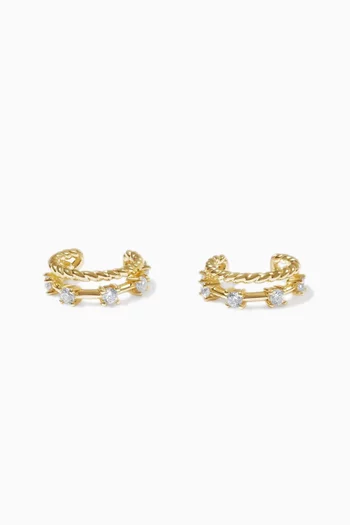 Hani Crystal Ear Cuffs in 14kt Gold-plated Silver