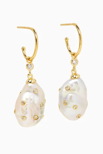 Hentley Pearl Earrings in 14kt Gold-plated Silver
