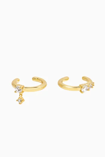 Juna Crystal Ear Cuffs in 14kt Gold-plated Silver