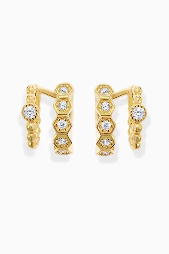 Olina Crystal Huggie Earrings in 14kt Gold-plated Silver