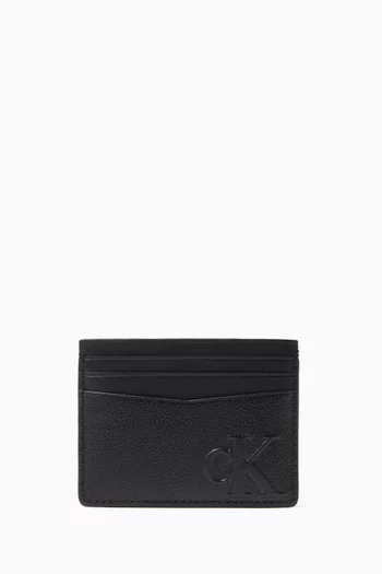 Logo-embossed Card Holder in Leather