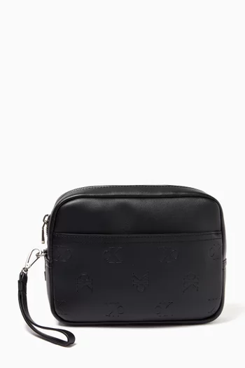 Logo Wash Bag in Faux Leather