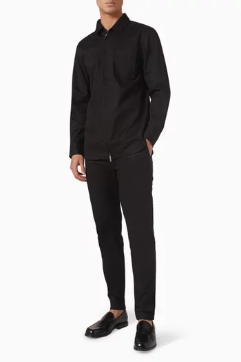 Zip Shirt in Stretch Sateen