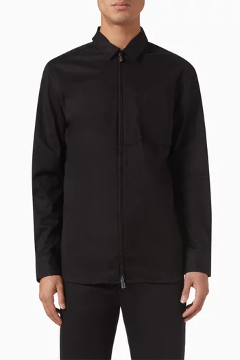 Zip Shirt in Stretch Sateen