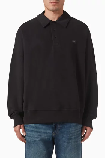 Logo Label Rugby Shirt in Cotton