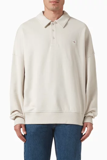Logo Label Rugby Shirt in Cotton