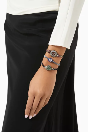 Fish Tsavorites & Diamond Cord Bracelet in 10kt Gold