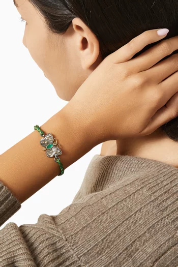 Butterfly Emerald & Diamond Cord Bracelet in Sterling Silver & 10kt Gold