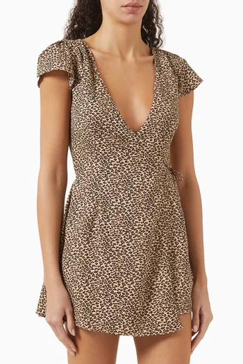 Lucy Wrap Mini Dress in Crepe
