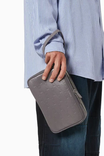 BB Monogram Double Zip Pouch in Calfskin