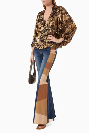 Vegan Patchwork Flared Jeans