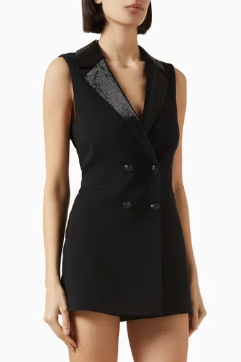 Carlena Tuxedo Romper in Satin Crepe