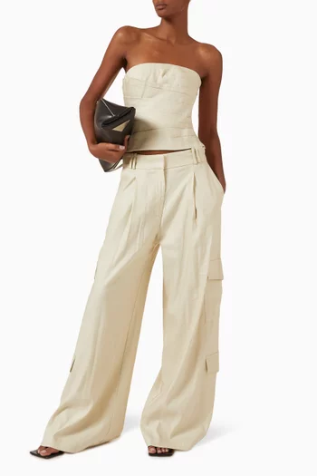 Kasbah Strapless Draped Top in Linen Blend