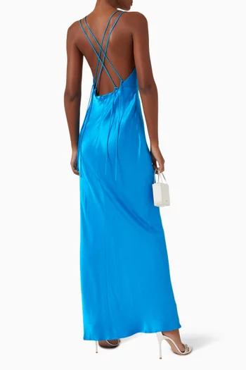 Nora Open-back Maxi Dress in Satin